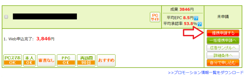 もしもアフィリエイトリンク作成の手順2