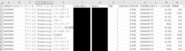 もしもアフィリエイトでAmazonや楽天の商品レポートを確認する手順4